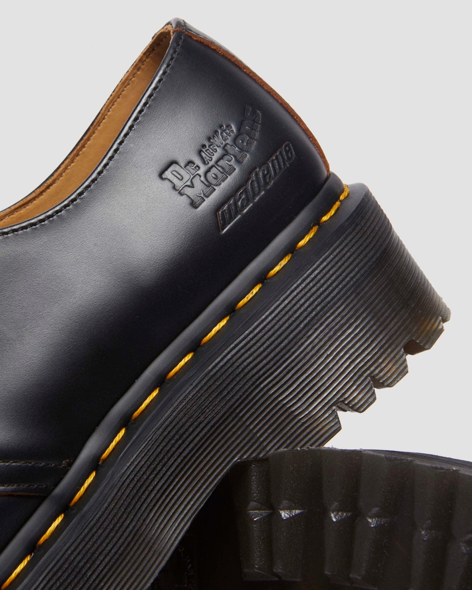 1461 Quad Mademe Black 復刻版光面皮革 厚底牛津鞋