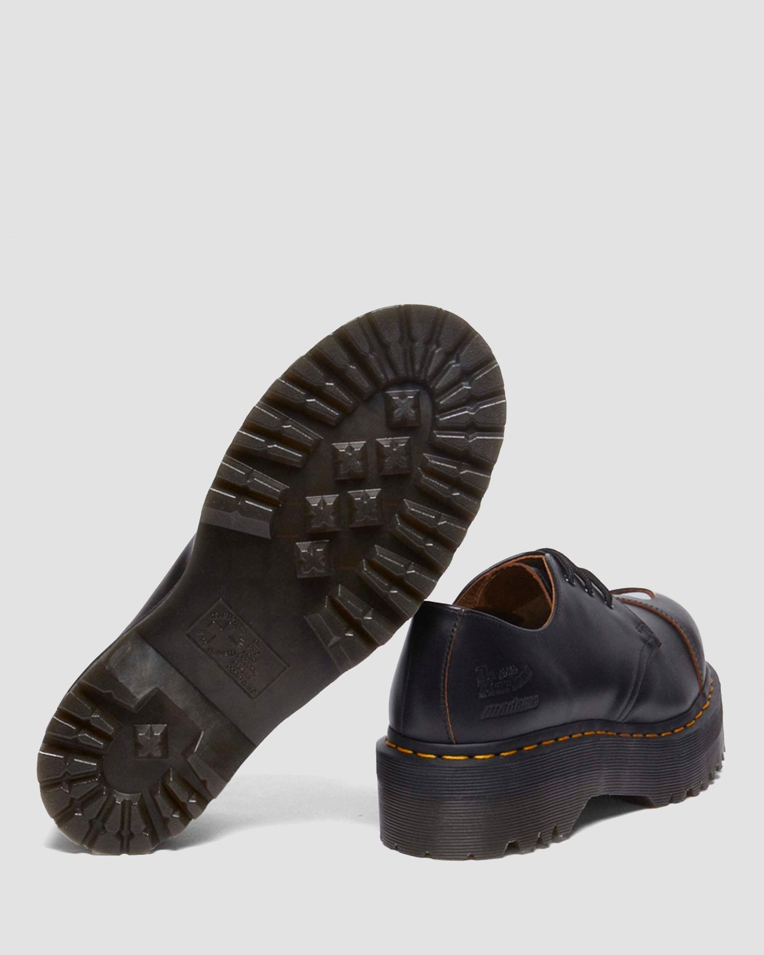 1461 Quad Mademe Black 復刻版光面皮革 厚底牛津鞋