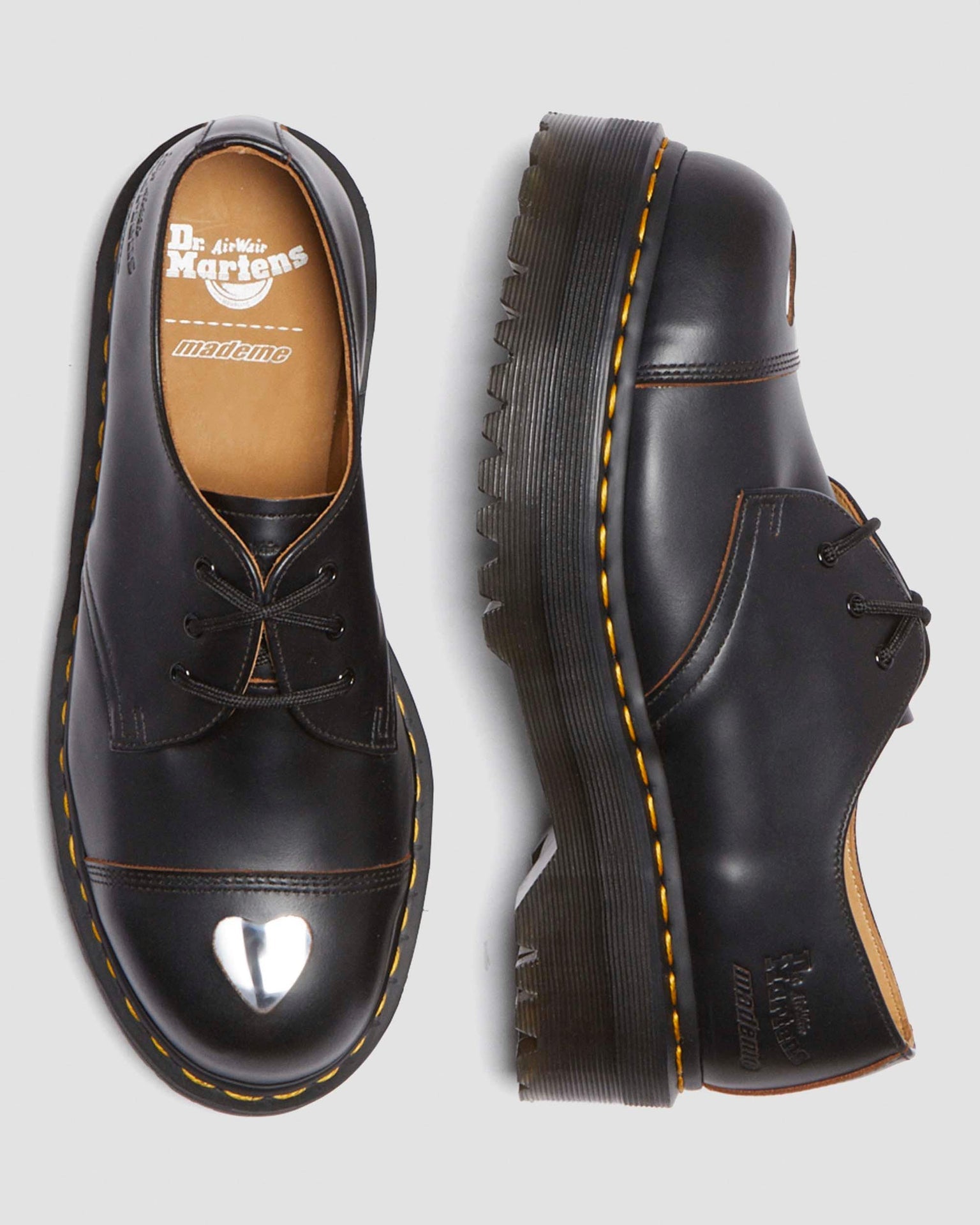 1461 Quad Mademe Black 復刻版光面皮革 厚底牛津鞋