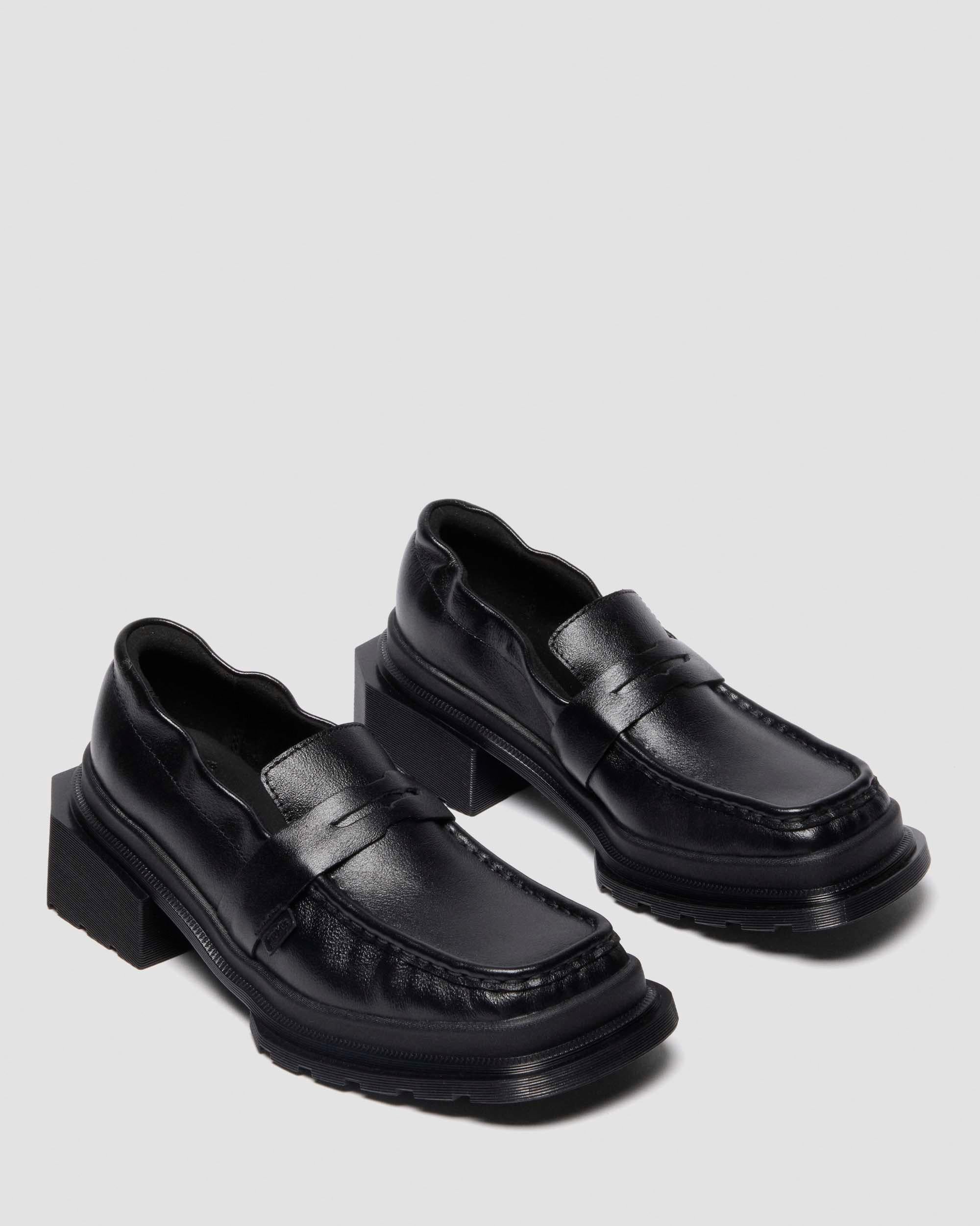 Maybole Square Toe Ruched Leather Loafers
