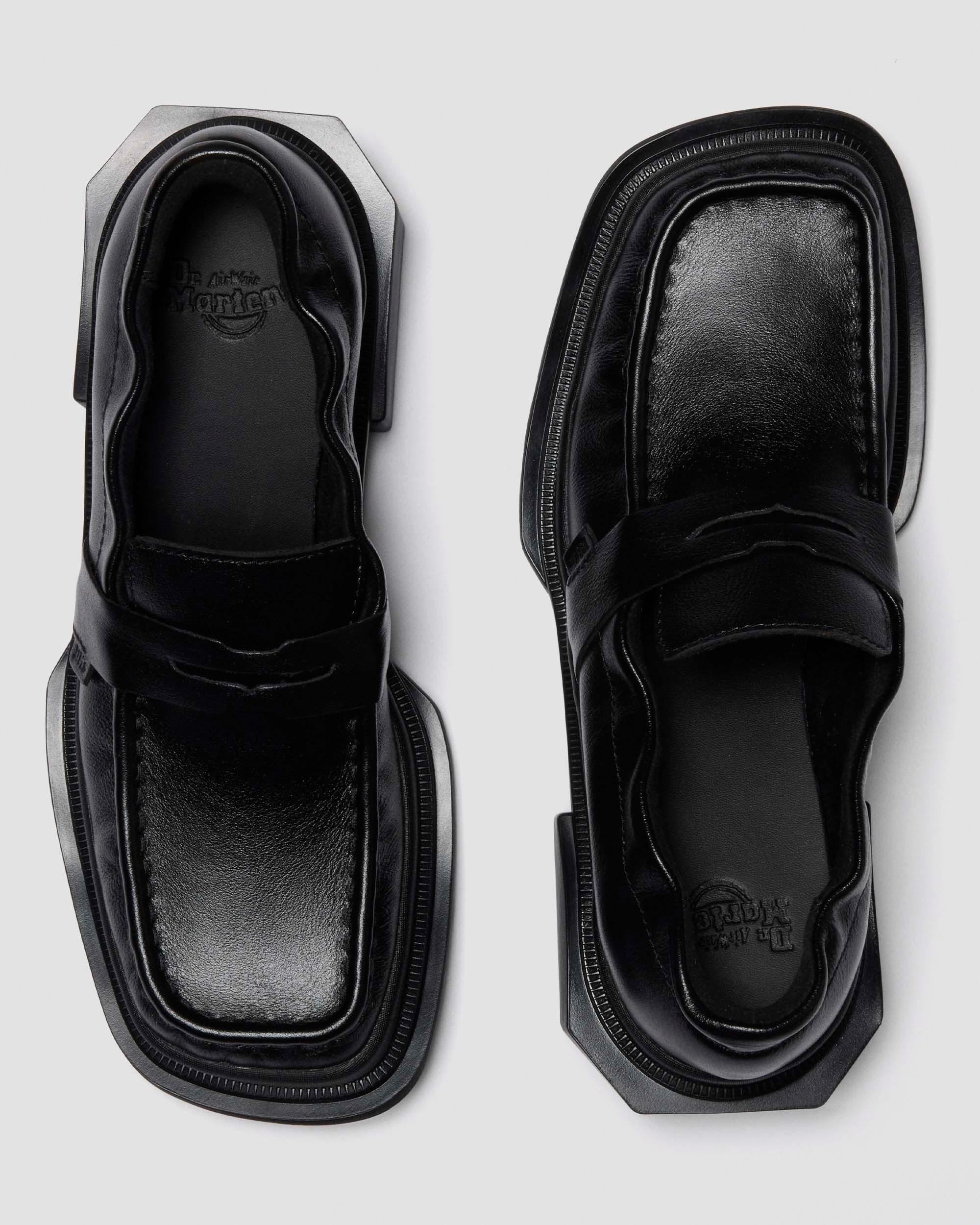 Maybole Square Toe Ruched Leather Loafers