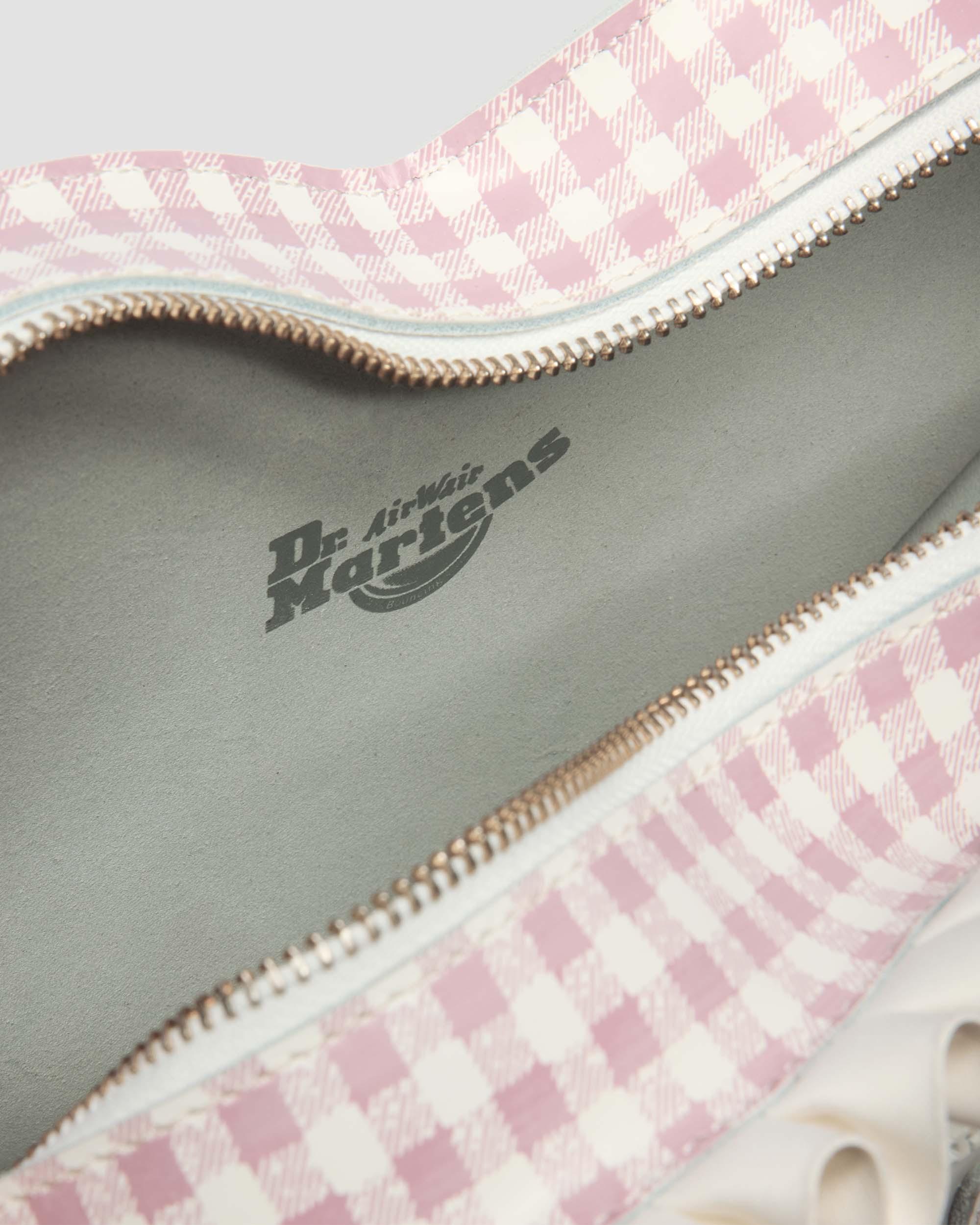 荷葉邊格紋皮革心形背包